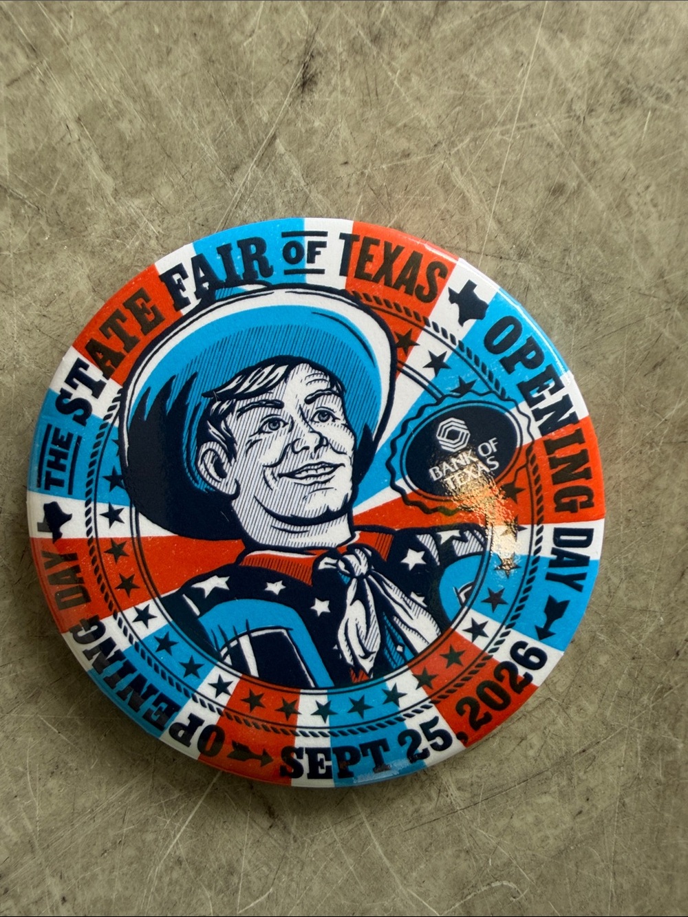 State Fair of Texas Opening Day Pin - Red, Blue, White